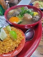 Albondigas Soup Served with Rice